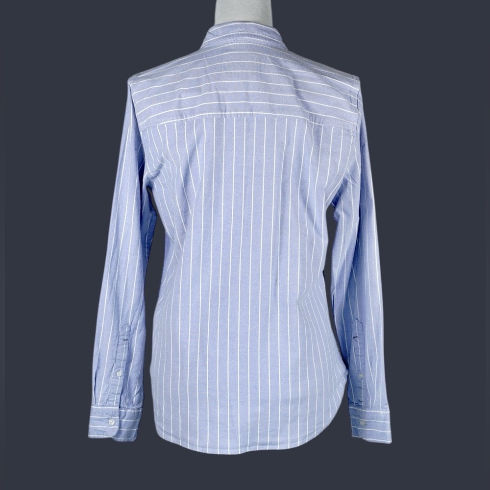 Abercrombie & Fitch Women’s Blue Striped Button Down Cotton Blend Shirt – Size L - Picture 6 of 16